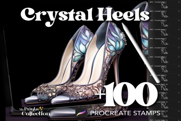 100 Procreate Heels Crystal Stamps