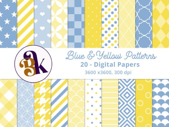 20 Blue and Yellow Pattern Digital Paper: A Versatile Design Resource