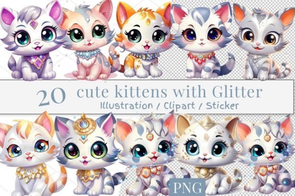 20 Cute Kitten Clip Art Sticker, PNG 919: A Digital Designer’s Essential Resource