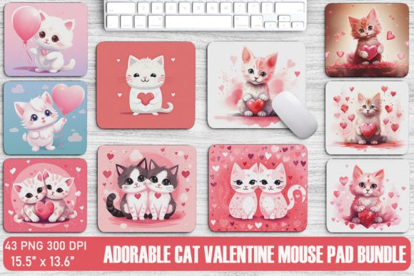 Adorable Cat Valentine Mouse Pad