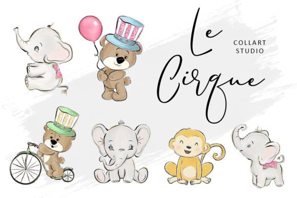 Cute Circus Animals Clipart Set