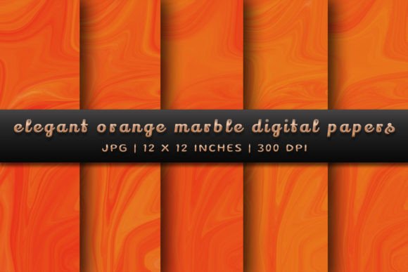 Elegant Orange Marble Digital Papers