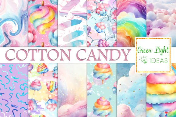 Rainbow Cotton Candy Digital Papers: A Versatile Creative Resource for Designers and Hobbyists