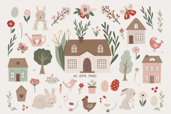 Spring Easter Animal Clipart PNG