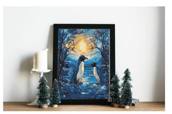 Stained Glass Penguins Cross Stitch: A Festive and Artistic Craft Project